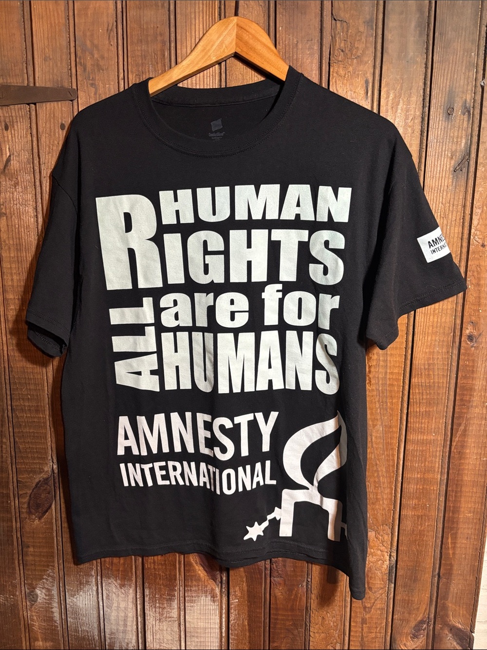 Black Amnesty International Graphic Tee - Human Rights Message
